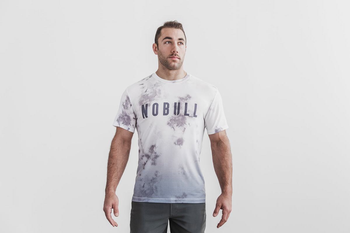 Nobull Dip-Dye Men\'s T Shirts White | Australia (KD2675)